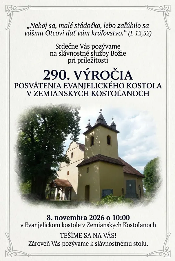Pozvánka na 290. výročie posvätenia chrámu
